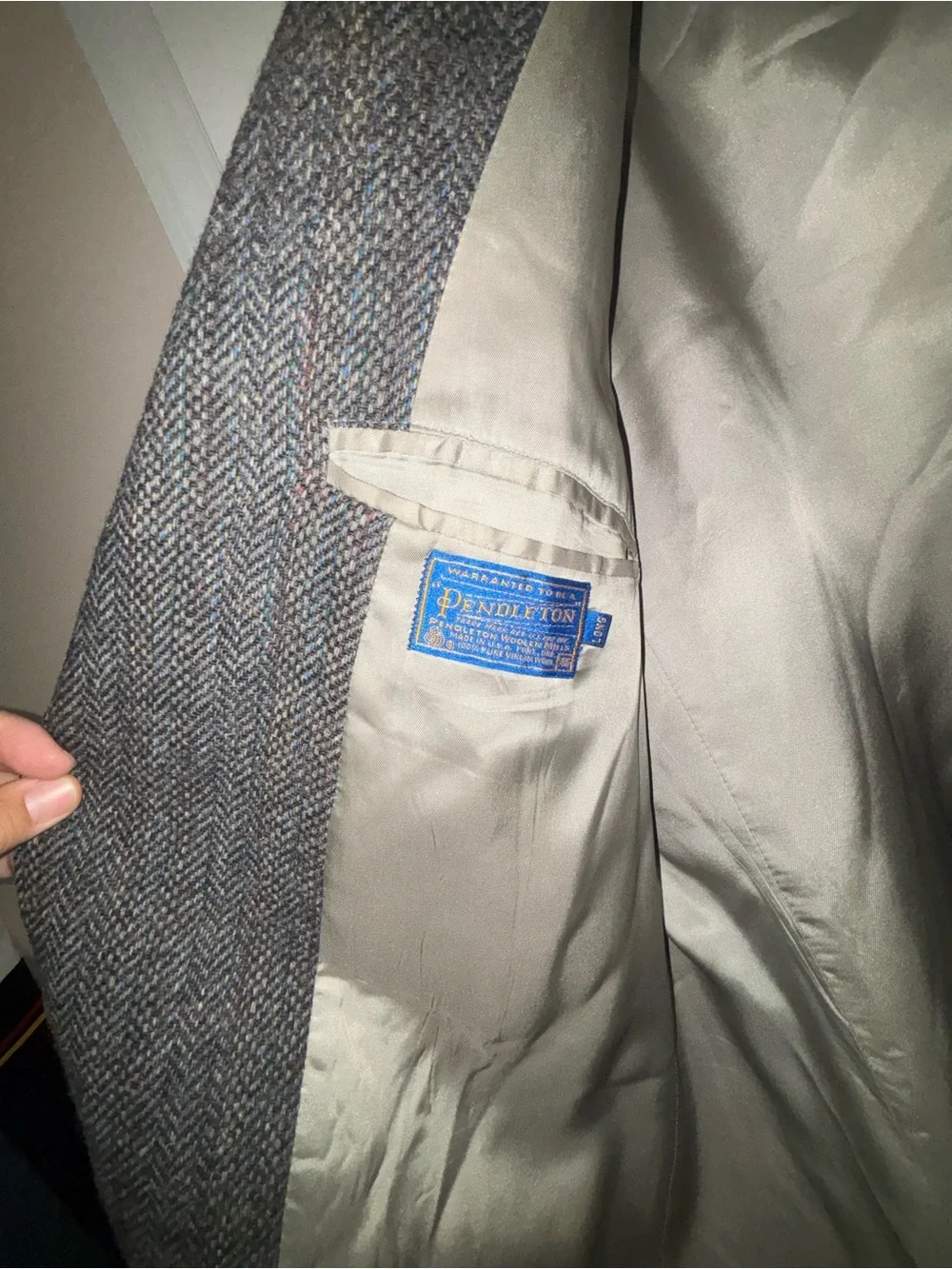 PENDLETON Vtg Western Suit Jacket Gray Blazer Men's Sz 46L USA Made Wool
